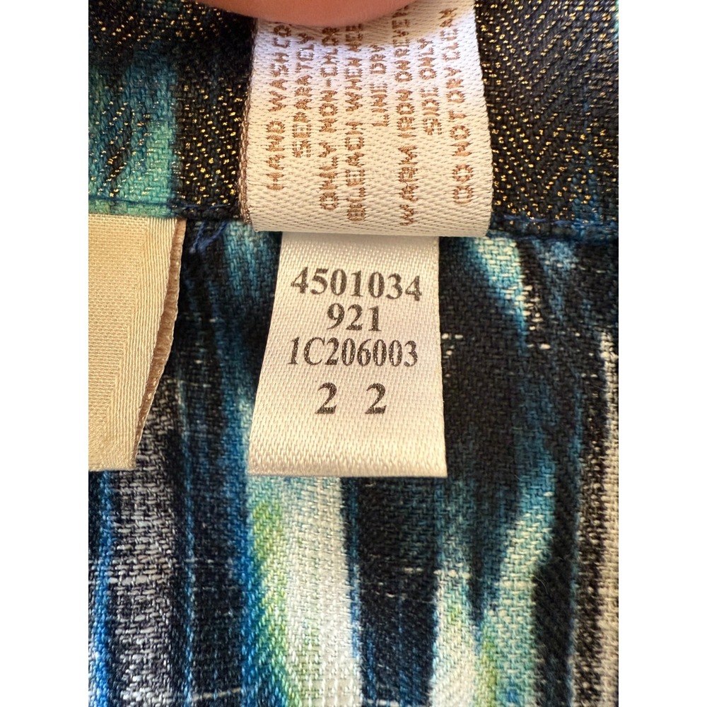 Chico's Women's 3 XL Multicolor Ikat Print Cotton Linen Boho Artsy Shirt Jacket - Picture 9 of 11